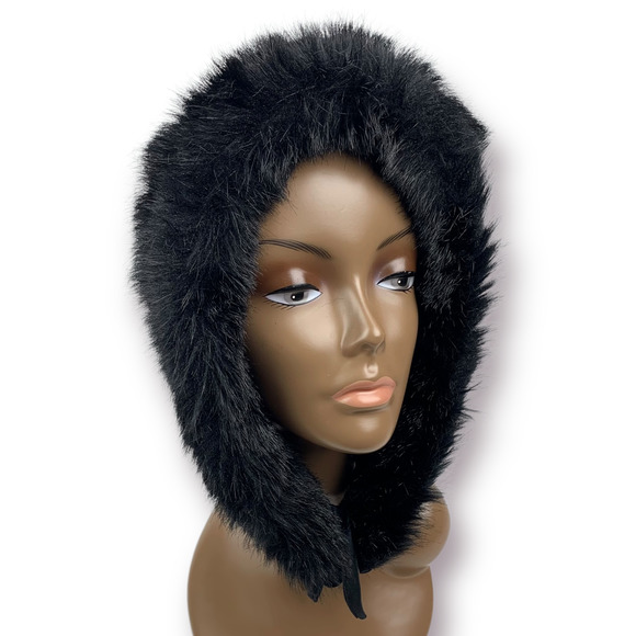 Vintage reversible crushed velvet hood with faux fur trim - Picture 14 of 14